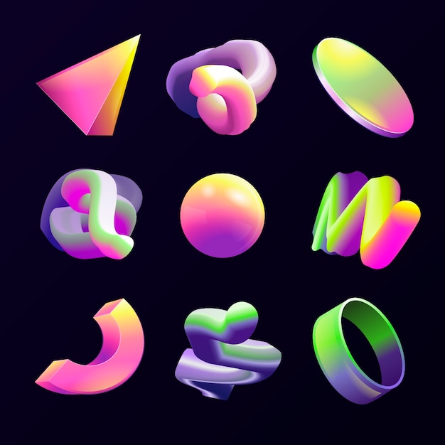 Gradient 3d abstract shape illustration