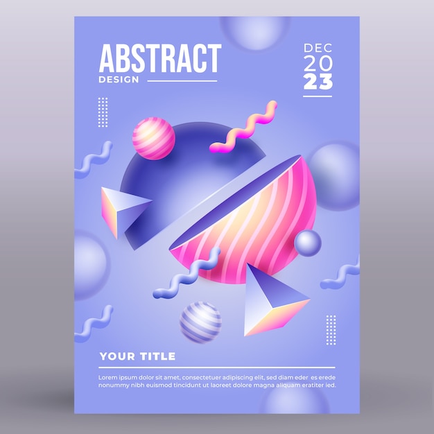 Gradient 3d abstract shape poster template