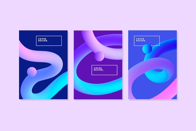 Free vector gradient 3d curvy lines abstract covers