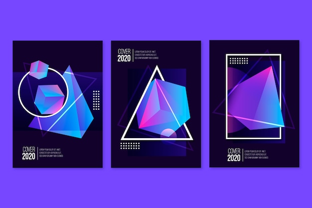 Free vector gradient 3d geometric cubes in dark background