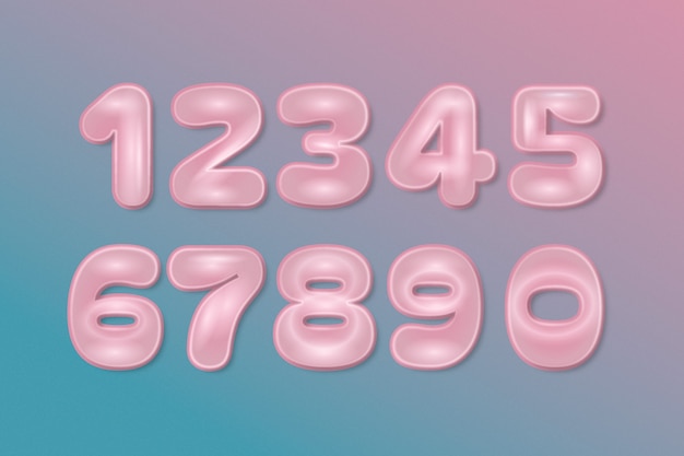 Free vector gradient 3d numbers element set