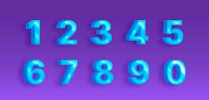 Free vector gradient 3d numbers element set