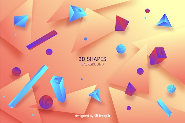 Free vector gradient 3d shapes background