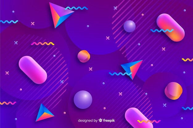 Gradient 3d shapes wallpaper