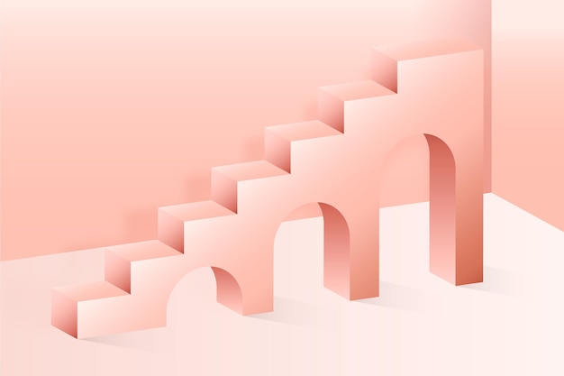 Gradient 3d stairs background