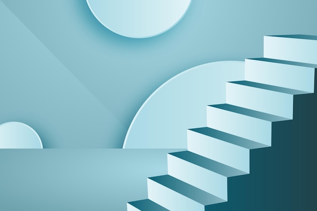 Free vector gradient 3d stairs background