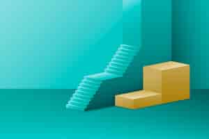 Free vector gradient 3d stairs background