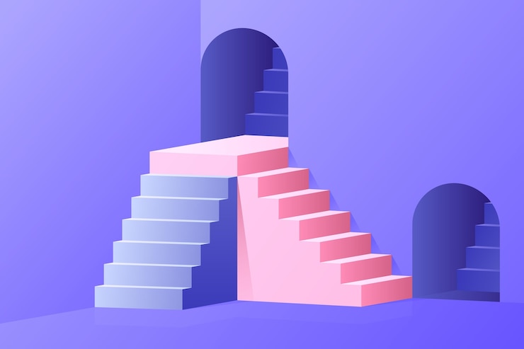 無料Vector グラデーションの3d階段の背景