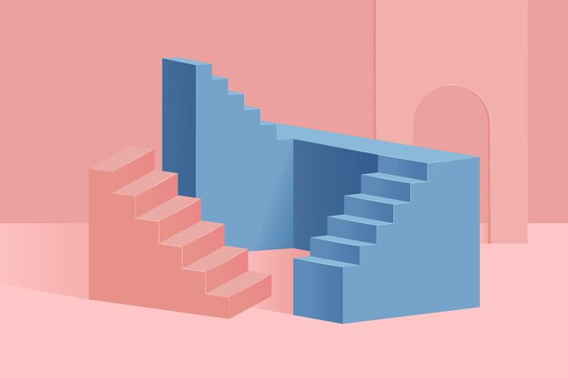 Gradient 3d stairs background