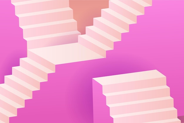 Free vector gradient 3d stairs pink background