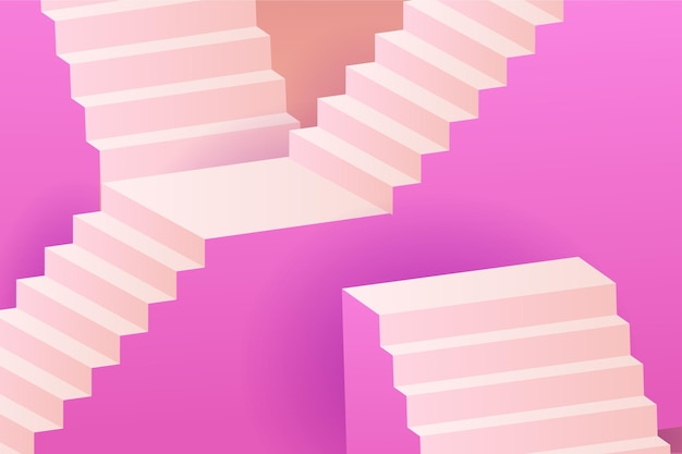 グラデーション3d階段ピンクの背景