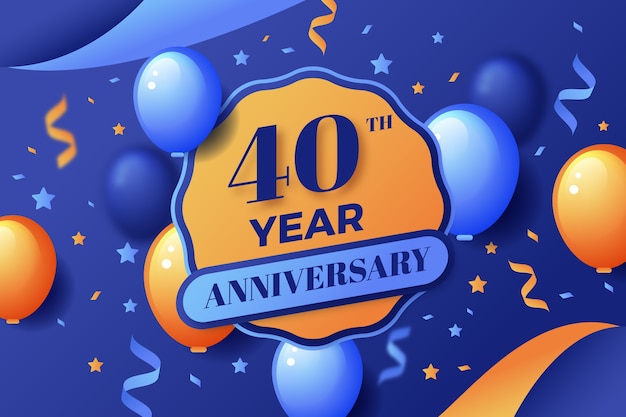 Free vector gradient 40th anniversary or birthday card