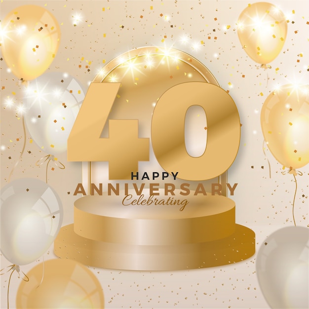 Free vector gradient 40th anniversary and birthday