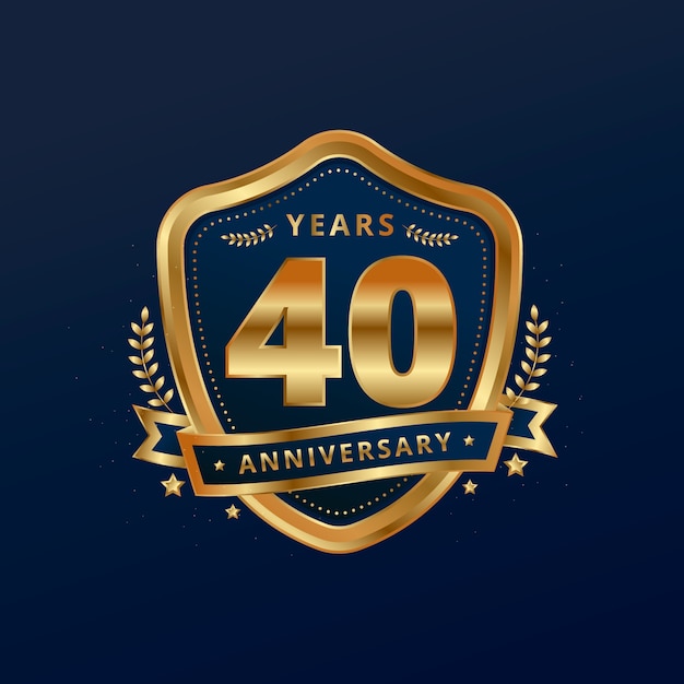 Free vector gradient 40th anniversary card template