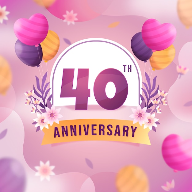 Free vector gradient 40th anniversary card