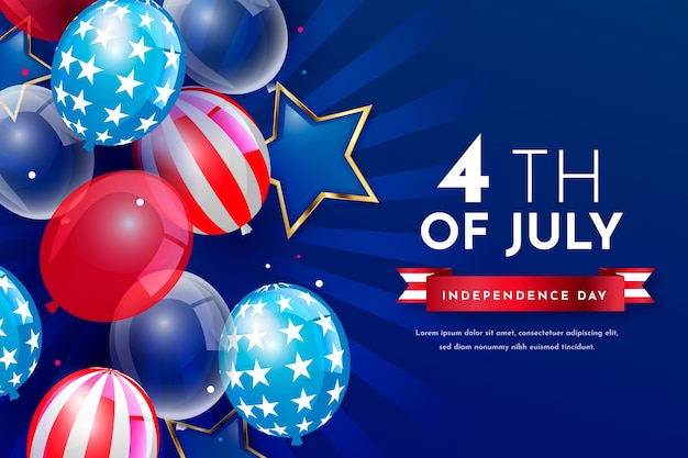 Gradient 4th of july background with balloons