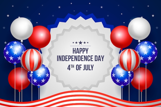 Free vector gradient 4th of july background with balloons