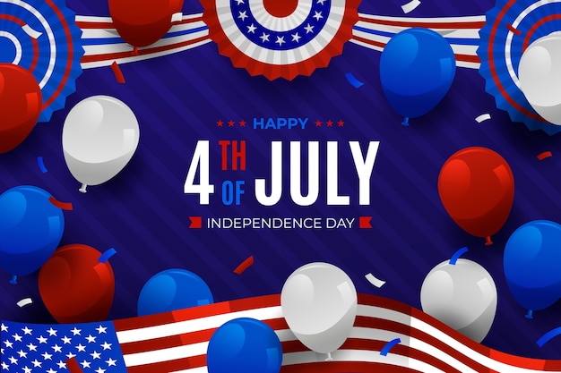 Free vector gradient 4th of july background with balloons