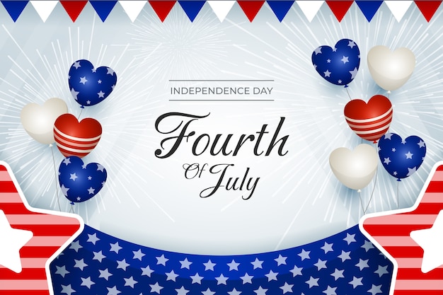 Free vector gradient 4th of july background with balloons