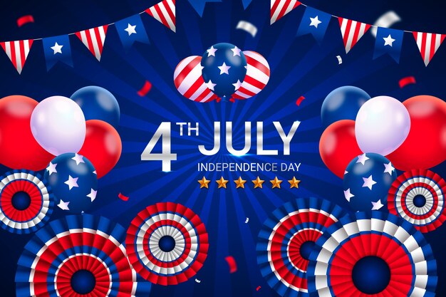 Gradient 4th of july background with decorations
