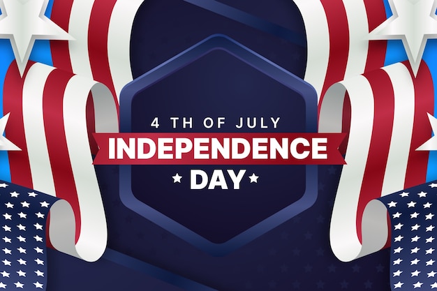 Free vector gradient 4th of july background with flag