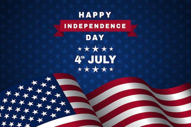 Free vector gradient 4th of july background with flag