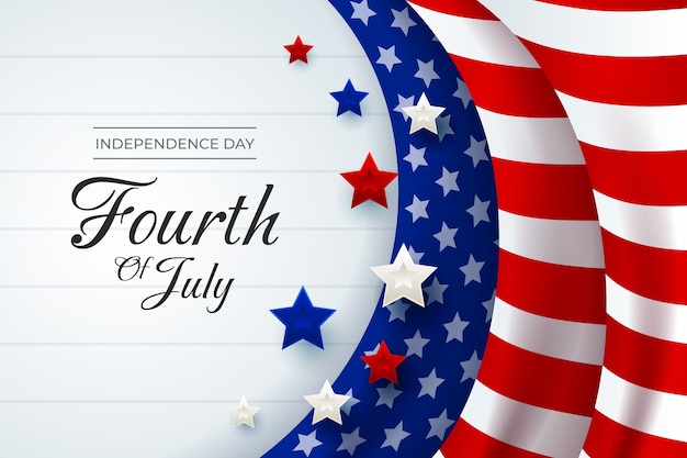 Free vector gradient 4th of july background with flag