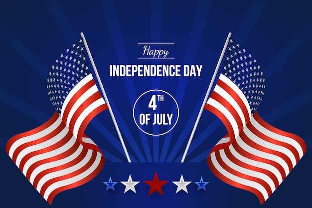Free vector gradient 4th of july background with flags