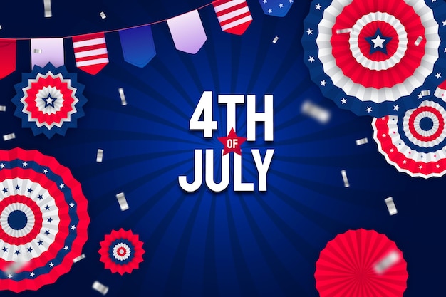 Gradient 4th of july background with rosettes