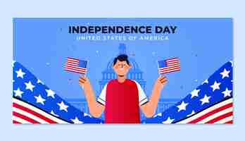 Free vector gradient 4th of july banner with american man