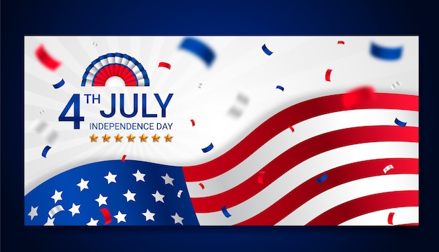 Gradient 4th of july banner with confetti