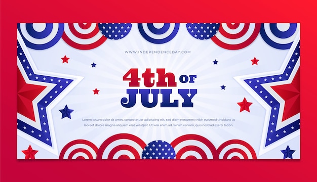 Free vector gradient 4th of july banner with star shapes