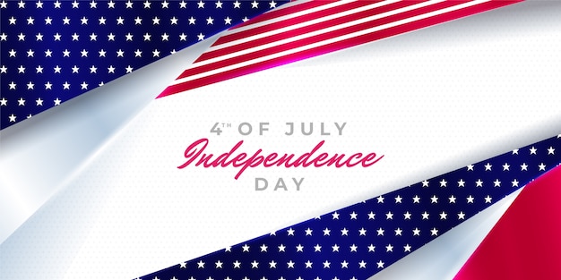 Gradient 4th of july banner with stripes and dots
