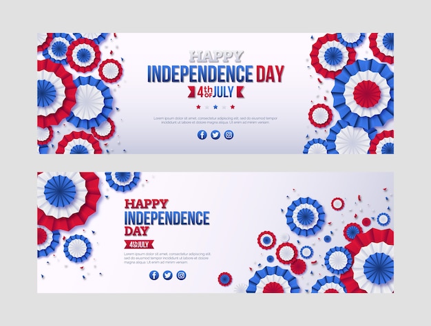 Free vector gradient 4th of july banners template