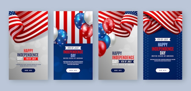 Free vector gradient 4th of july celebration instagram stories