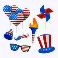 Free vector gradient 4th of july elements collection