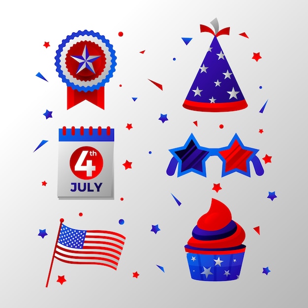 Gradient 4th of july collezione di elementi