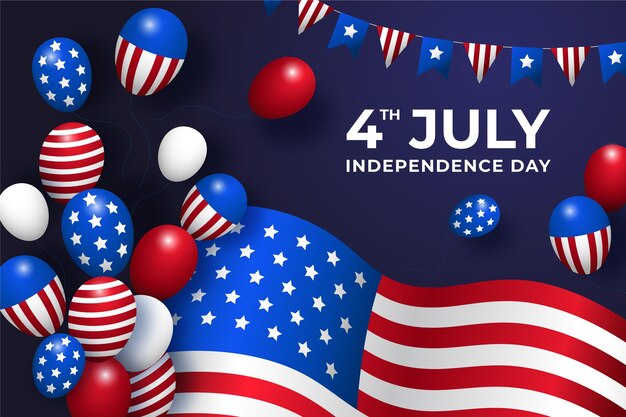 Gradient 4th of july independence day balloons background