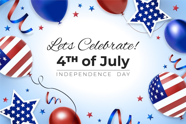 Free vector gradient 4th of july - independence day balloons background