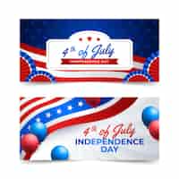 Free vector gradient 4th of july - independence day banners set