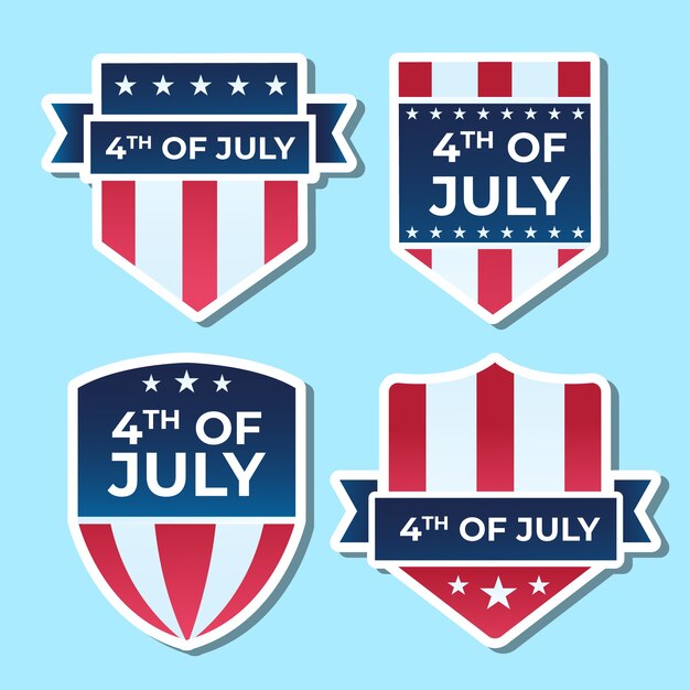 Free vector gradient 4th of july labels collection