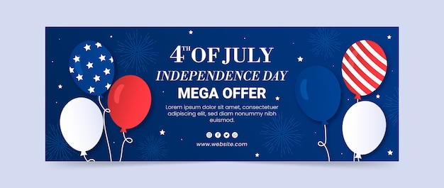 Gradient 4th of july social media cover template