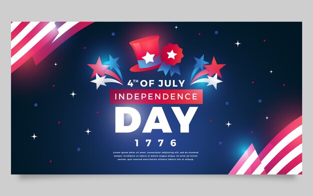 Gradient 4th of july social media post template