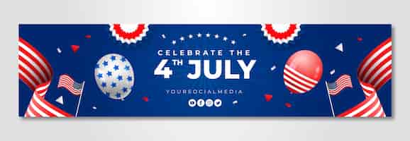 Free vector gradient 4th of july twitch banner
