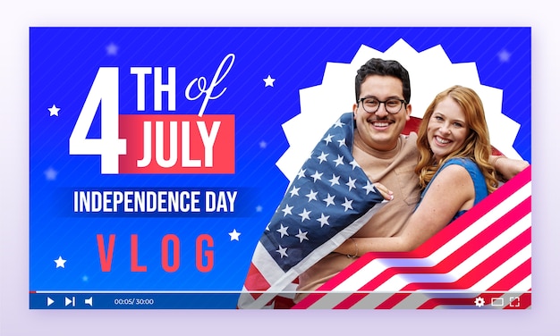 Free vector gradient 4th of july youtube thumbnail