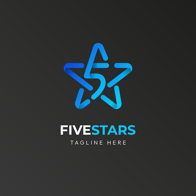 Vettore gratuito modello di logo a 5 stelle sfumato