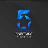 Бесплатное векторное изображение Шаблон логотипа градиент 5 звезд