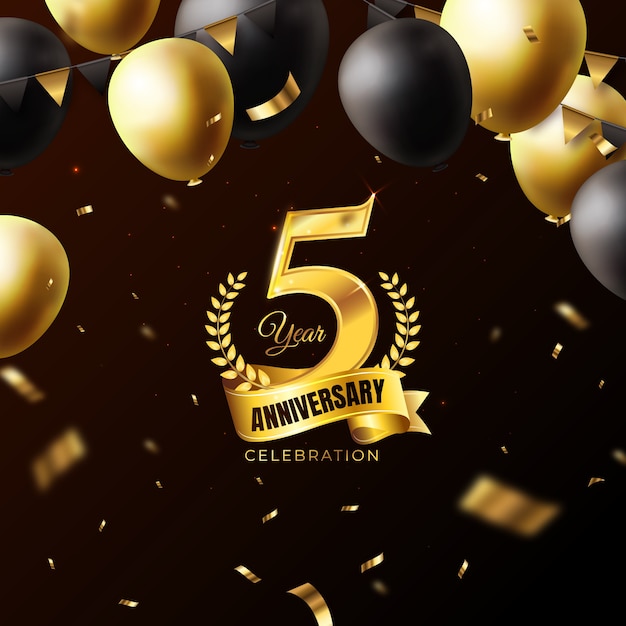 Free vector gradient 5 years anniversary or birthday card