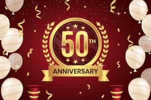 Free vector gradient 50th anniversary or birthday design