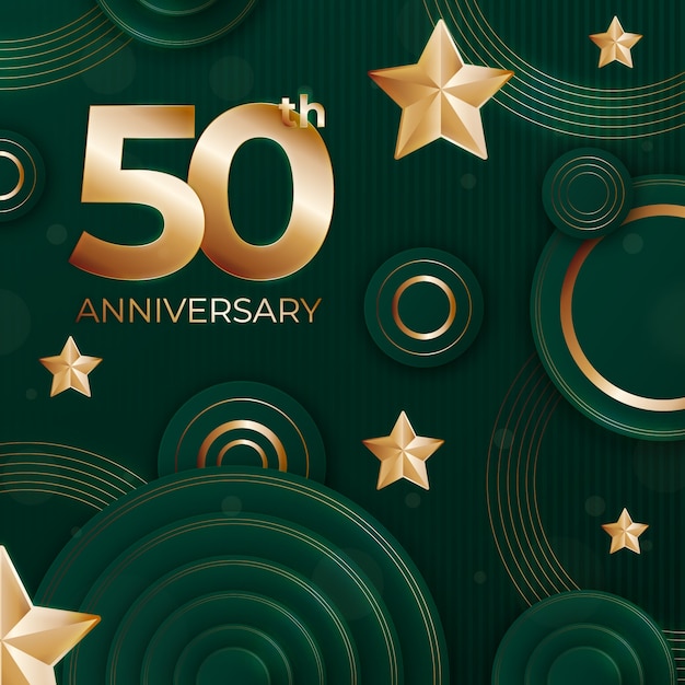 Free vector gradient 50th anniversary or birthday